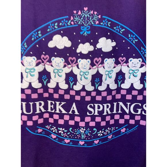 Vintage Eureka Springs Shirt Teddy Bear AR Purple Graphic Tee VTG 1990s 90s L - Picture 3 of 12